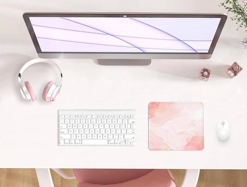 eulps Mouse Pad with Stitched Edge, Multiple Patterns Computer Mouse Pads with Non-Slip Rubber Base, Washable Cloth Mousepad, for Gaming, Laptop, PC (Blush Gold) - Image 2